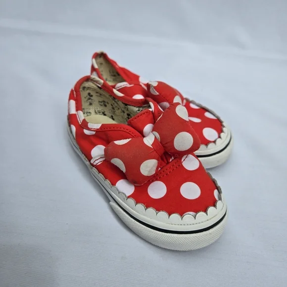 Vans X Disney Minnie Mouse Red and White Polka Dot Kids Sneakers Kids 8 - Picture 2 of 7